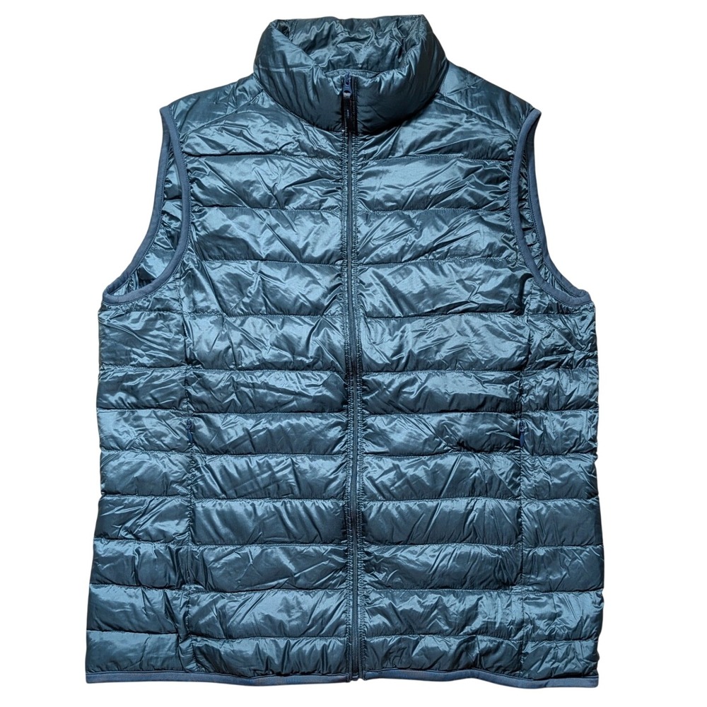 Uniqlo Ultra Light Down Vest Womens L Teal Blue Quilted Puffer Packable